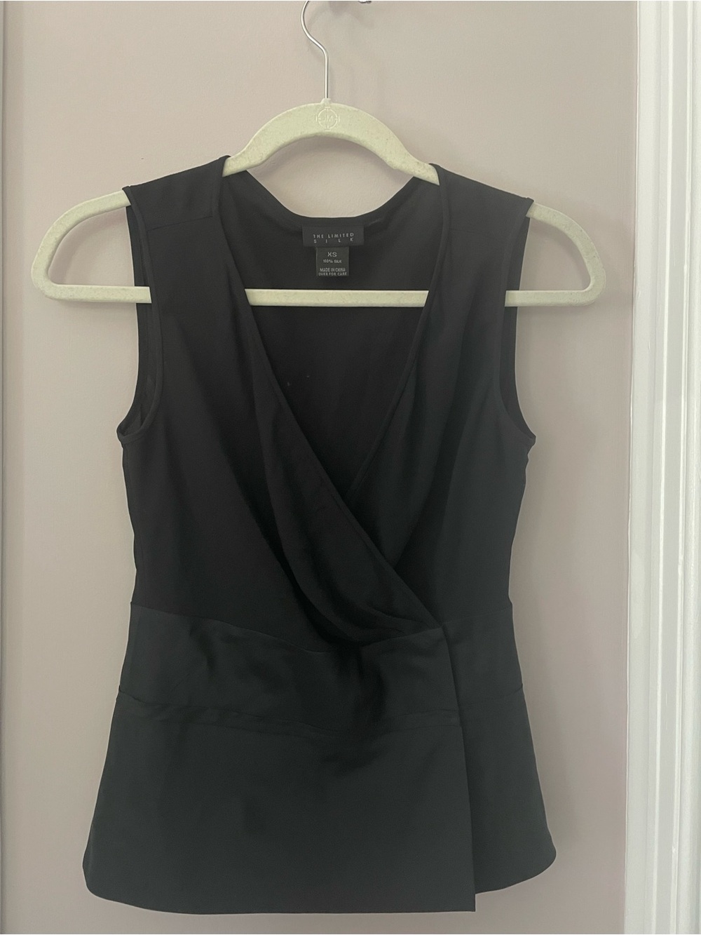 The Limited 100% Silk Black Wrap Top